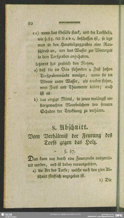 8. Abschnitt. Vom Verhältniß der Feurung des Torfs gegen das Holz