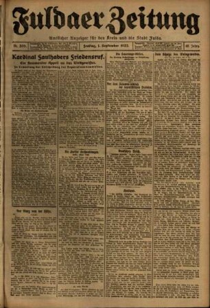 Erste Ausgabe vom Freitag, den 01. September 1922.