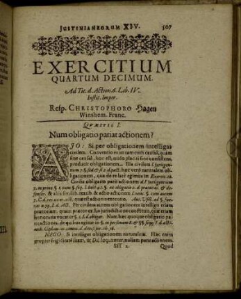 Exercitium Quartum Decimum.