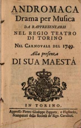 Andromaca : Drama per musica