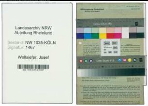 Entnazifizierung Josef Wollsiefer , geb. 08.08.1901 (Kaufmaennischer Angestellter)