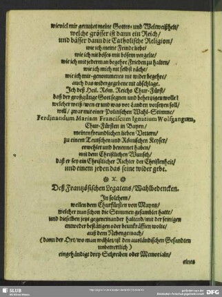 [X. Des Frantzösischen Gesandtens Wahl-Bedencken]