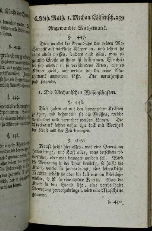 1. Die Mechanischen Wissenschaften. - 6. Die Perspective.