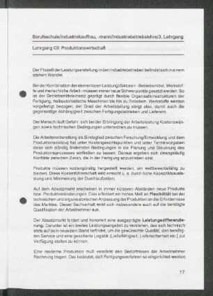 Lehrgang 03: Produktionswirtschaft