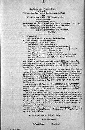 Drucksache 140: Tages-Ordnung, 09. Mai 1900