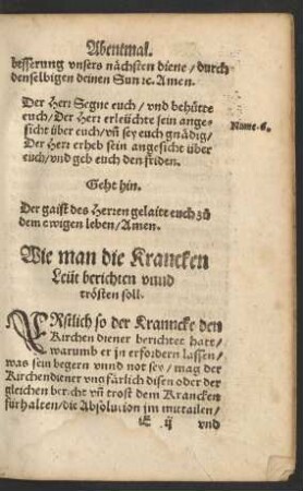 Wie man die Krancken Leüt berichten unnd trösten soll.