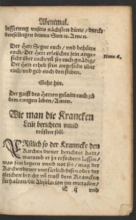 Wie man die Krancken Leüt berichten unnd trösten soll.