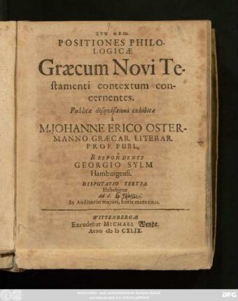 Positiones Philologicae Graecum Novi Testamenti contextum concernentes