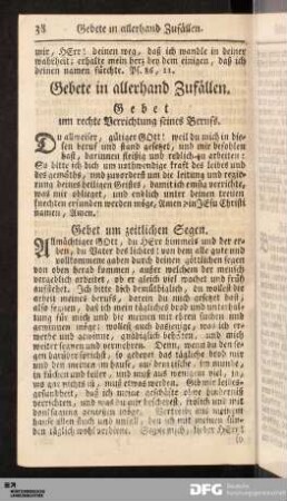 Gebete in allerhand Zufällen
