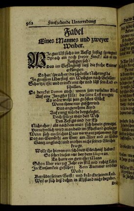 Fabel Eines Mannes und zweyer Weiber.