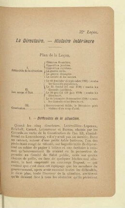 Le Directoire. - Histoire intérieure