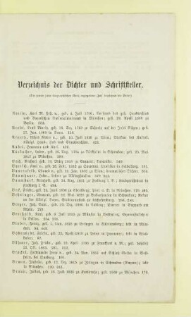 Verzeichnis der Dichter und Schriftsteller