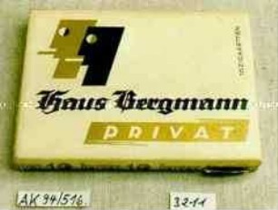 Pappschachtel für 10 Stück Zigaretten "Haus Bergmann PRIVAT"