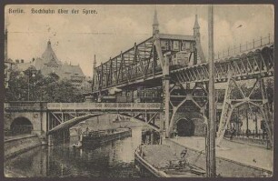 Ansichtskarte Überführung der Hochbahn über der Spree