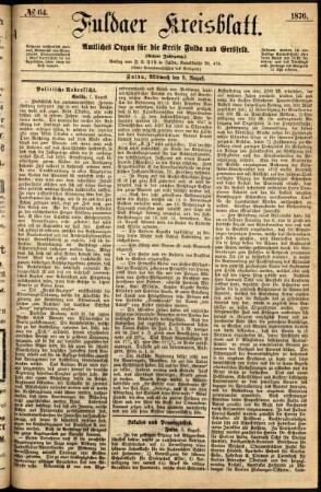 Ausgabe vom Mittwoch, den 09. August 1876.