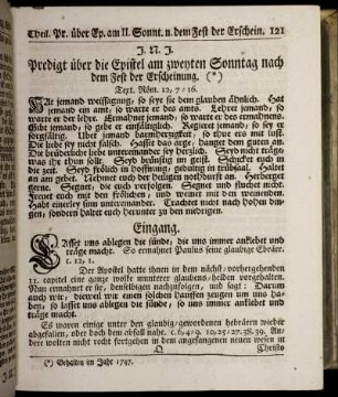 Predigt über die Epistel am zweyten Sonntag nach dem Fest der Erscheinung.