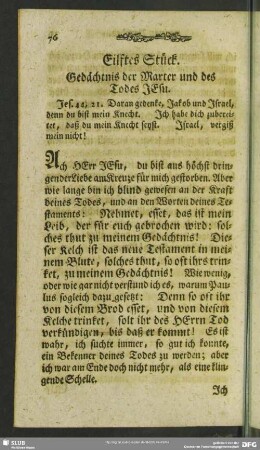 Eilftes Stück. Gedächtnis der Marter und des Todes Jesu