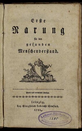 Erste Narung für den gesunden Menschenverstand