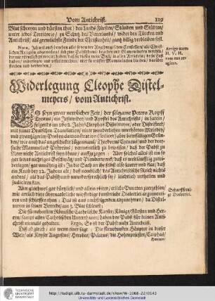 Widerlegung Cleophe Distelmeyer vom Antichrist