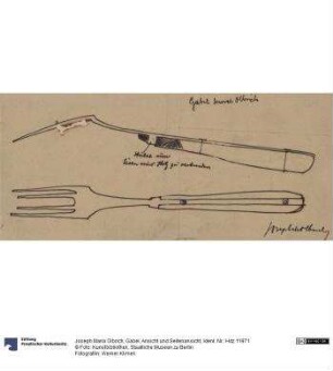 Gabel, Ansicht und Seitenansicht