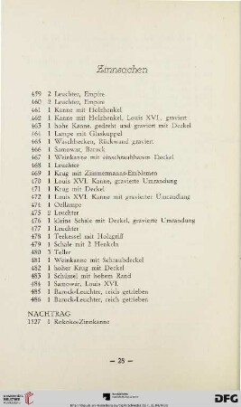 Zinnsachen (Nr. 459-1527)