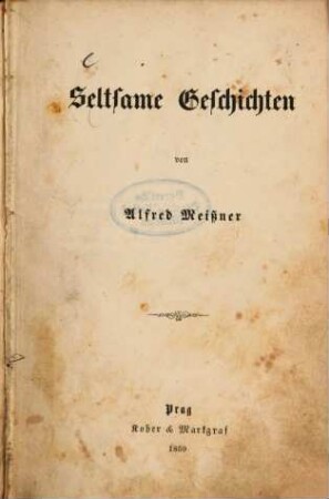 Seltsame Geschichten von Alfred Meissner