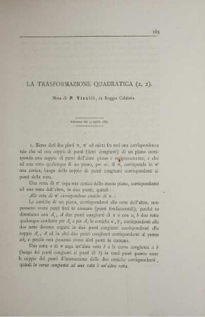 La trasformazione quadratica.