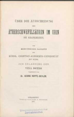 Über die Ausscheidung der Ätherschwefelsäuren im Urin bei Krankheiten