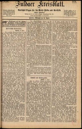 Ausgabe vom Mittwoch, den 12. April 1876.