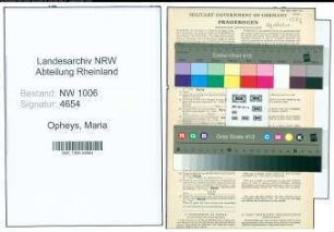 Entnazifizierung Maria Opheys , geb. 05.06.1905 ()