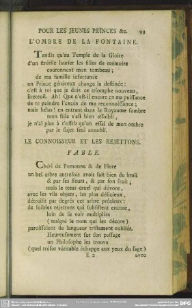 Le Connoisseur Et Les Rejettons. Fable