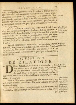 Titulus XVII. De Dilatione
