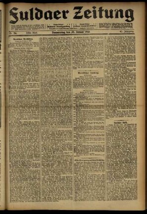Erste Ausgabe vom Donnerstag, den 30. Januar 1913.