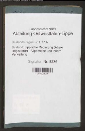 Straßenbau.- Straßenzug II.- Distrikt 1 Preußische Grenze bei Salzuflen - Schötmar, Bd. 2