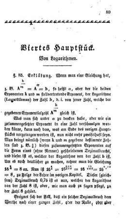 IV. Hauptstück. Von Logarithmen.