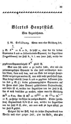 IV. Hauptstück. Von Logarithmen.