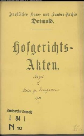 Nagel, Peter zu Oerlinghausen gegen Meier zu Ermgassen - Schuldforderung
