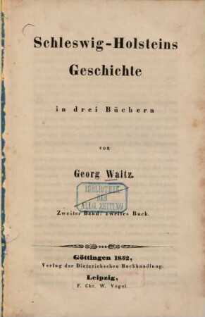Schleswig-Holsteins Geschichte in drei Büchern. 2,1, 2. Buch : 1
