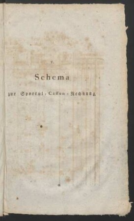 V. Schema zur Sportul-Cassen-Rechnung