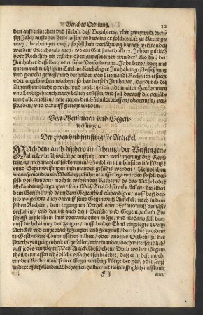 Von Weisungen und Gegenweisungen. Der zwey und fünfftzigiste Artickel.