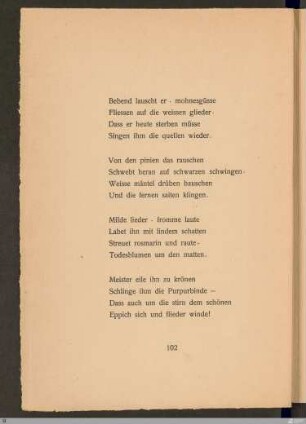 Bebend lauscht er