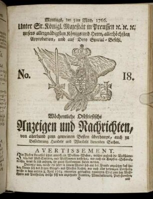 No. 18. Montags, den 5ten May, 1766.