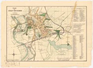 Karte von Rathenow. Zum Projekt gehörend: Hermann Jansen, Bebauungsplan Kleinsiedlung Norden, Rathenow: Planungsunterlage: Karte von Rathenow 1:10000
