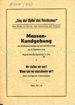 Programm der Veranstaltungen zum "Tag der Opfer des Faschismus" 1946 in Leipzig
