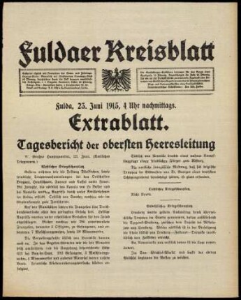 Ausgabe vom Mittwoch, den 23. Juni 1915.