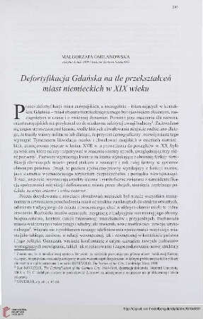 72: Defortyfikacja Gdańska na tle przekształceń miast niemieckich w XIX wieku