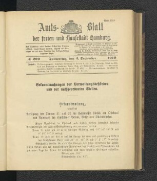 No.209, Donnerstag, den 4. September 1919