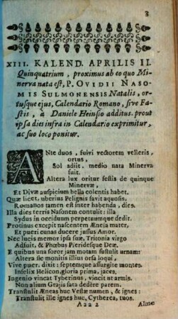 Publii Ovidii Nasonis Operum Tomus ... : [Daniel Heinsivs textum recensuit], 3. In quo Fasti, Tristia, Ponticae Epistolae, Et Ibis
