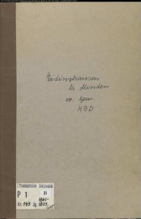 Kirchenbuchduplikat der evangelischen Gemeinde Eidinghausen, Kreis Minden (GHT 1861-1873) (Gemeinde: Evangelische Gemeinde Eidinghausen)