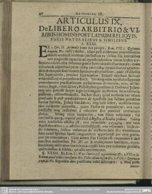 Articulus IX. De Libero Arbitrio & Viribus Homini Post Lapsum Reliquis Puris Naturalibus & Similibus